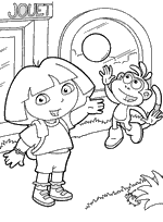 coloriage dora et babouche jouent a la balle